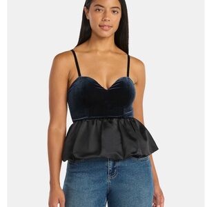 Velvet Sweetheart Peplum Cami in Navy and Black